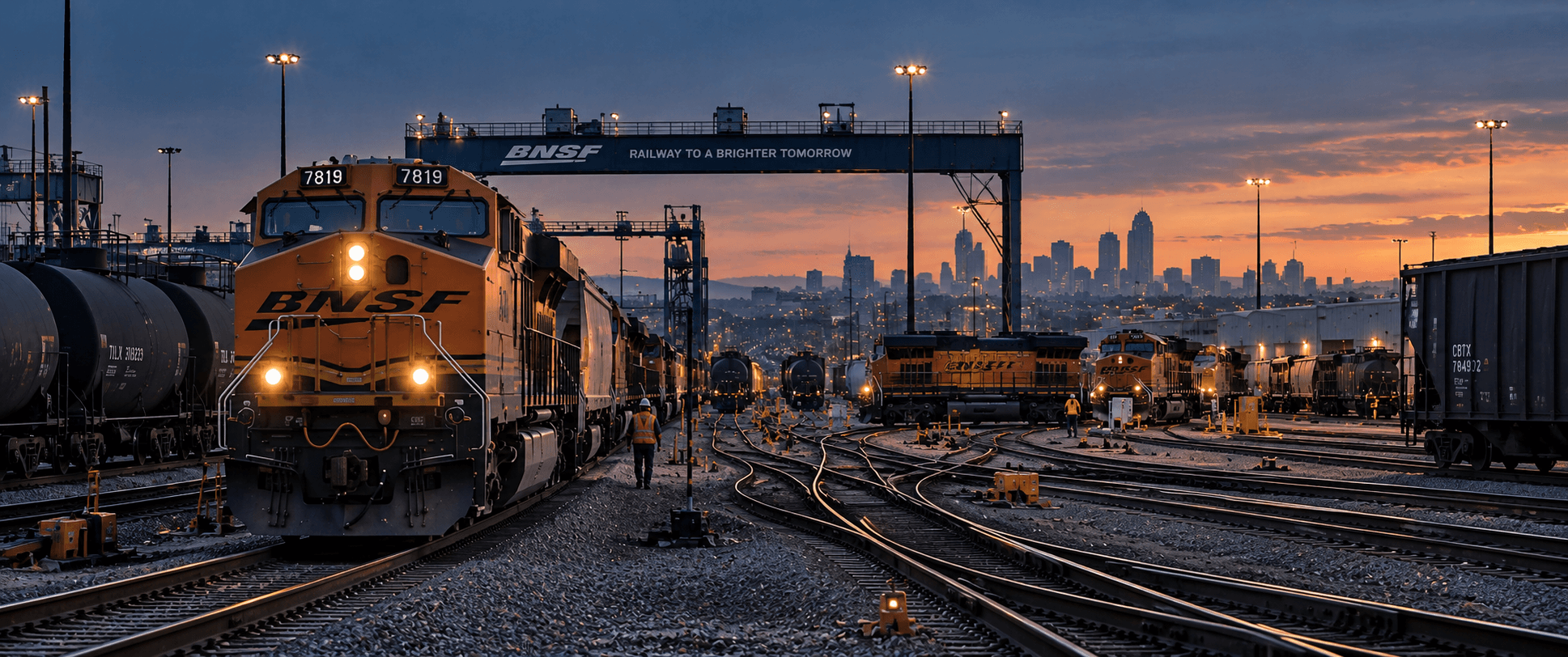 Freight locomotive on mainline track
