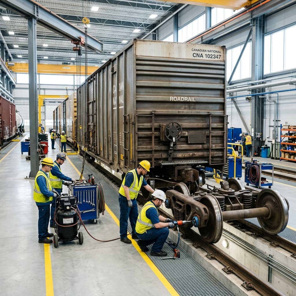 Freight locomotive on mainline track